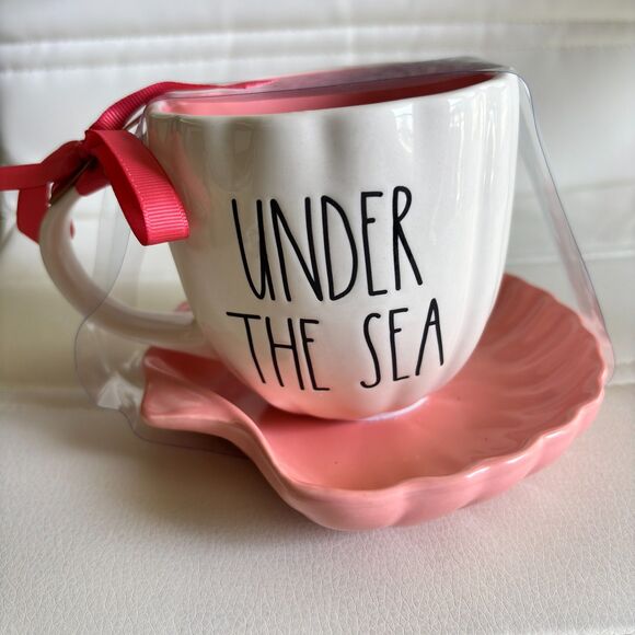 RAE DUNN Artisan Collection Double Sided Ariel UNDER THE SEA 14 oz. Cup & Saucer - Picture 2 of 5